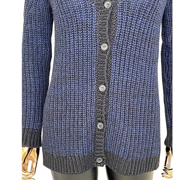 Anthropologie SI•IAE Blue & Black Knit Button Front Cardigan Sweater Size Small - Picture 5 of 9